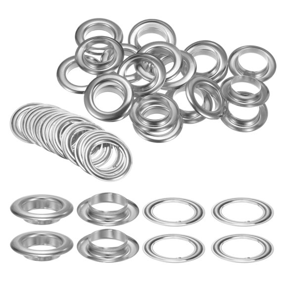 20Set Grommets Eyelets with Washers 20mm Metal Eyelets Kit for Curtain Tarps Leather Bag DIY, Silver Tone