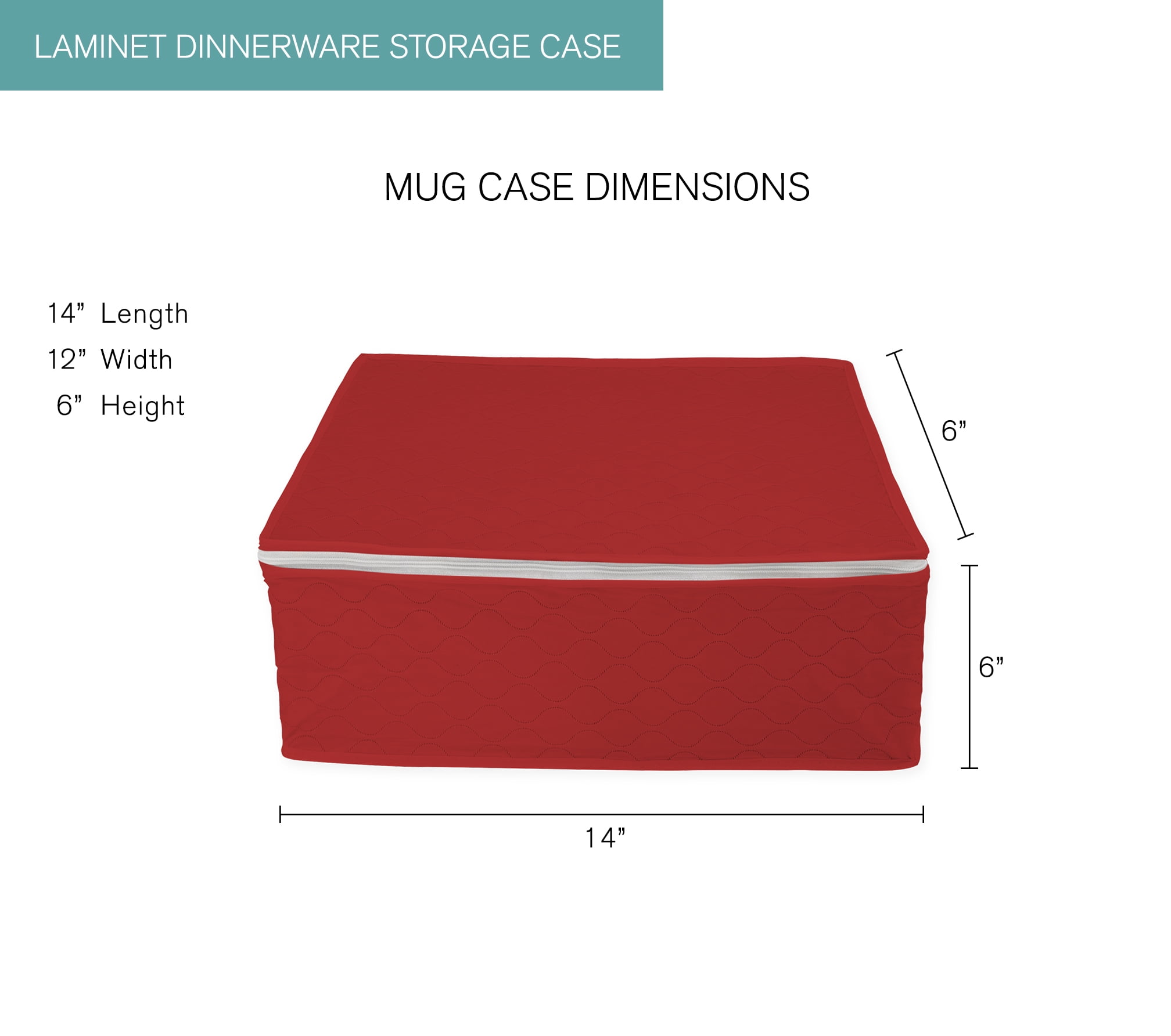 LAMINET Quilted Mug/Cup Storage Case - Holds Up to 12 Mugs/Cups - RED -6501A-RED-FBM