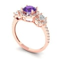 thumbnail image 2 of 1.46 ctw 3 Stone Anniversary Ring for Women | Round Cut Natural Amethyst | Hyperallergenic Solid 18K Rose Gold, 2 of 5