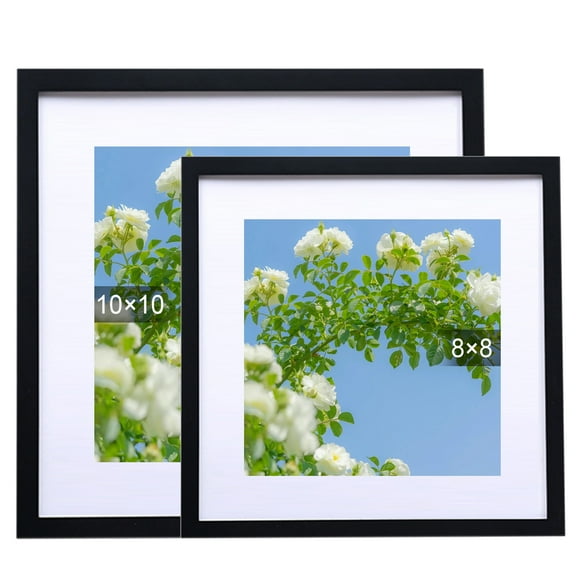 AJZIOJIRO 6x8 Square Picture Frames Photo Frame Wooden Art Picture Frame With Mats 2IN1 Placed or Wall Hung