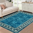 thumbnail image 3 of Nanan 5'x7' Modern Bordered Area Rug Geometric Carpet, Machine Washable Rug Non Slip Solid Indoor Rug for Living Room Bedroom Home Office, Blue Green, 3 of 9