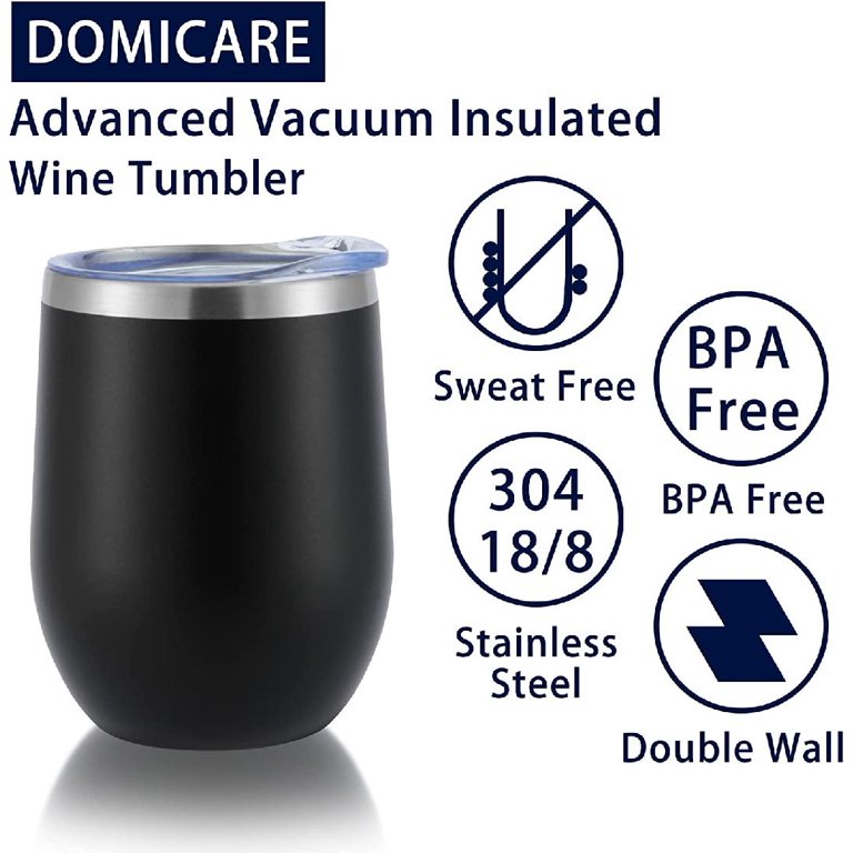 DOMICARE Stainless Steel Wine Tumbler Bulk with Lid