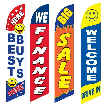 4 Advertising Swooper Flags Best Buy Here We Finance Big Sale Welcome Drive In