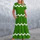 thumbnail image 1 of Puntoco Vestido Midi De Moda Para Mujer Vestido Con Cuello Redondo Y Manga Corta Con Dos Bolsillos En Capas Y Estampado De Rayas Onduladas Verde Militar L,Regalos Para Mujer Joven, 1 of 6