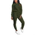 thumbnail image 2 of YOIAVAIOY Two Piece Sweatsuit Set Women Side Striped Pullover and Slim Fit Joggers Tracksuit Sets Causal Athletic Matching Set Army Green M, 2 of 6