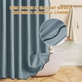 thumbnail image 6 of Zrodlmo Dusty Blue Scalloped Shower Curtain with Hooks, Waterproof Thick Linen Textured Fabric Bathroom Curtain, 72"x 72", 6 of 7
