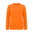 thumbnail image 6 of Endives Women's Long Sleeve Shirts Round Neck Womens Tops Solid Color Basic Tee T Shirts Streetwear Outerwear S-5XL Orange, 6 of 7