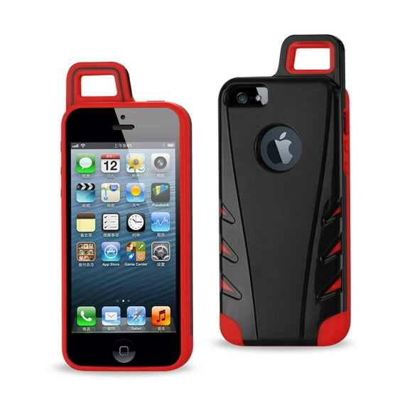 Protector Cover TPU+PC WITH HOOK iPHONE 5 BLACK RED