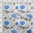 thumbnail image 2 of oneOone Cotton Flex Medium Blue Fabric Flower & Leaves Watercolor Quilting Supplies Print Sewing Fabric By The Yard 40 Inch Wide, 2 of 4