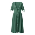 thumbnail image 1 of adviicd Robes de Plage d'Été pour Femmes Robe d'Été Décontractée Sans Manches Col en V Robe Évasée à Volants Maxi Robe de Plage Verte,XXXXXL, 1 of 3