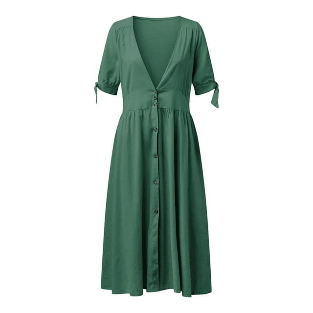 adviicd Robes de Plage d'Été pour Femmes Robe d'Été Décontractée Sans Manches Col en V Robe Évasée à Volants Maxi Robe de Plage Verte,XXXXXL