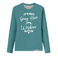 thumbnail image 4 of Fznquz Winter Womens Sweatshirts Casual Long Sleeve Green Sweatshirts Loose Fit Crewneck Letters Print Pullover Tops, 4 of 4
