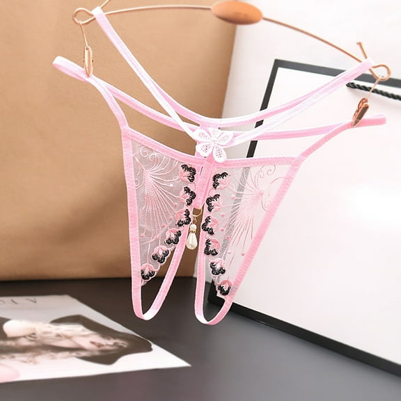 HUPOM Satin Panties Panties In Clothing Open Crotch Leisure Tie Comfort Waist Pink One Size