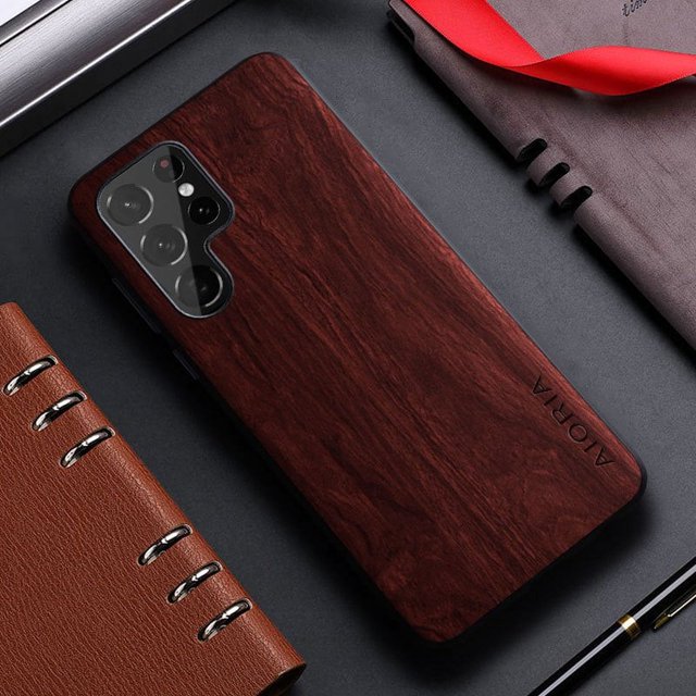 Bamboo Wood Pattern Leather Back Cover For Samsung Galaxy S21 S22 S20 Ultra Plus FE Phone Case