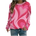 thumbnail image 1 of VALMASS Chandails en Molleton de la Saint-Valentin pour Femmes Manches Longues Col Rond Décontracté Mode Ample Blouses (TG, Rose-D), 1 of 4
