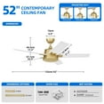thumbnail image 6 of Dextrus 52in Modern Ceiling Fan with Wall Switch Remote, Quiet Reversible Motor, White Gold Ceiling Fan No Lights, 6-Speed 5 Blades Memory Function for Bedroom Living Room Patio Porch Gazebo, 6 of 10