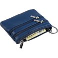 thumbnail image 4 of Monedero de piel auténtica para mujer, color azul, minimonedero con llavero, 4 of 5