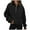 Black, variant on PMVFHDE Women's Fashion Casual Zipper Long Sleeved Loose Solid Hoodie Black,S