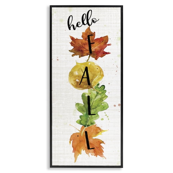 Stupell Industries Farmhouse Hello Fall Autumn Greeting Black Framed Giclee Art, 10 x 24, by Carol Robinson
