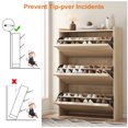 thumbnail image 6 of Shininglove 3-Drawer Flip Shoe Cabinet, Wall-Mounted Hidden Storage Organizer for Entryway Hallway Living Room, Natural, 6 of 6