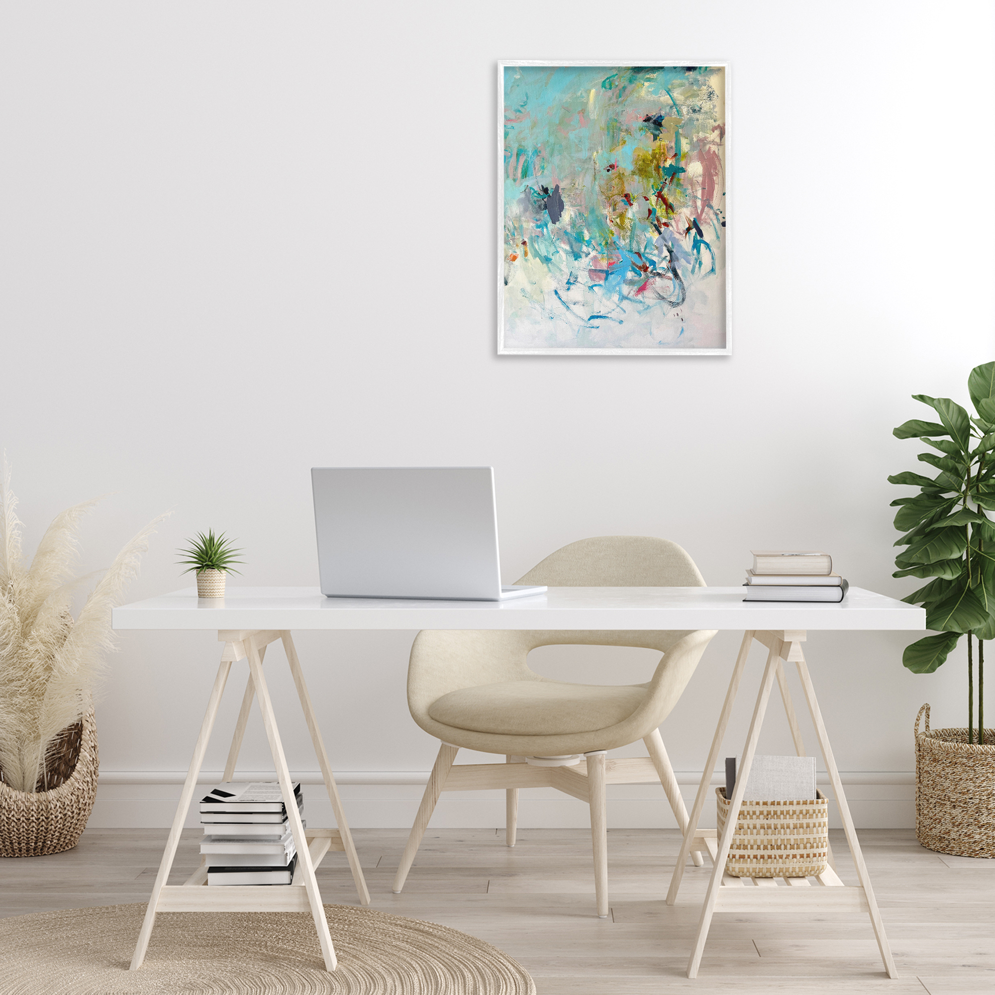 Stupell Industries Chaotic Ombre Scribble Abstract Painting White Framed Art Print Wall Art, 24 x 30