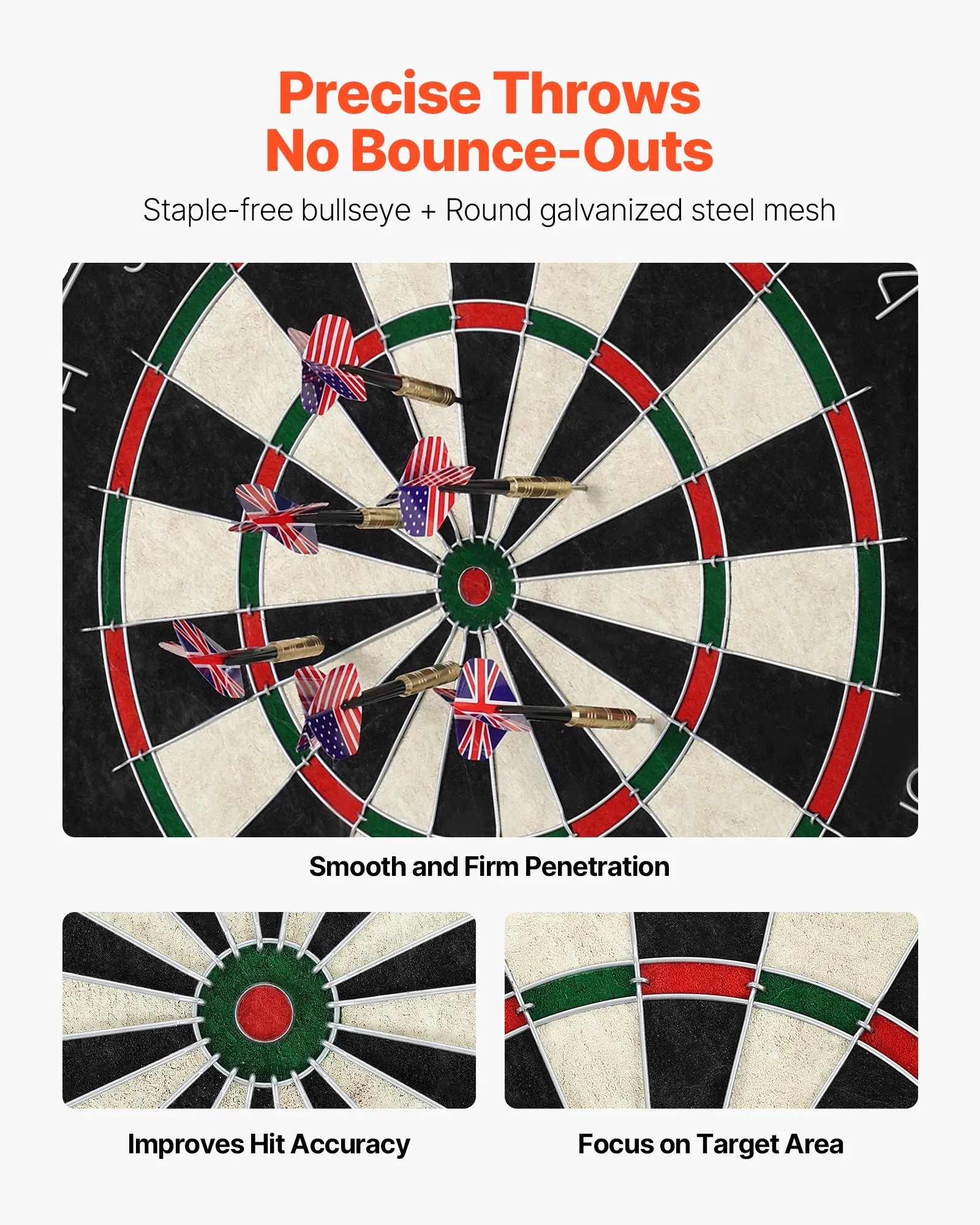 Dart set, self-repairing dartboard, containing 6 darts and scoring kit, with nail-free center and adjustable rotating digital ring, easy to install, suitable for family gatherings, game rooms, clubs