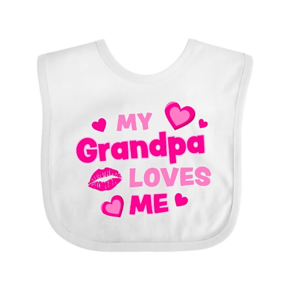 Inktastic My Grandpa Loves Me with Hearts and Kiss Boys or Girls Baby Bib