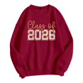 thumbnail image 5 of Chandail en Molleton pour Femmes Basique Automne Chandail avec Imprimé Lettre Col Rond Superposition Confort Manche Longue Femme Rouge P, 5 of 5
