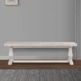 thumbnail image 6 of Kai 83 Inch Reclaimed Pine Dining Bench, Turned Pedestals, Antique White- Saltoro Sherpi, 6 of 6