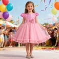 thumbnail image 2 of oqasdz Robe pour Filles Robe de Fête Florale Scintillante pour Filles Robe Tutu à Manches Courtes avec Embellissements Pailletés Célébrations, 2 of 6