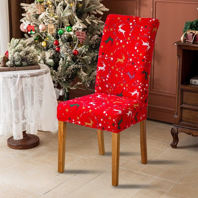 Funda Elástica Navideña para Silla, Extraíble y Lavable, Ideal para Restaurantes, Decoración Navideña y Fiestas.