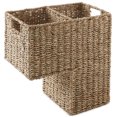 thumbnail image 3 of Casafield Stair Basket with Handles, Natural Seagrass - Woven Staircase Step Organizer Bin, 3 of 7
