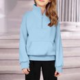 thumbnail image 2 of Agkizg Girls Long Sleeve Tops,Sweatshirt for Kids,5-14 Years Children's Mid To Large Age Boys and Girls Spring Solid Color Half Zipper High Neck Hooded Sweatshirt, 2 of 5