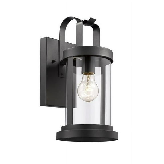 Kash Transitional 1 Light Textured Black Outdoor Wall Sconce - 15 in.