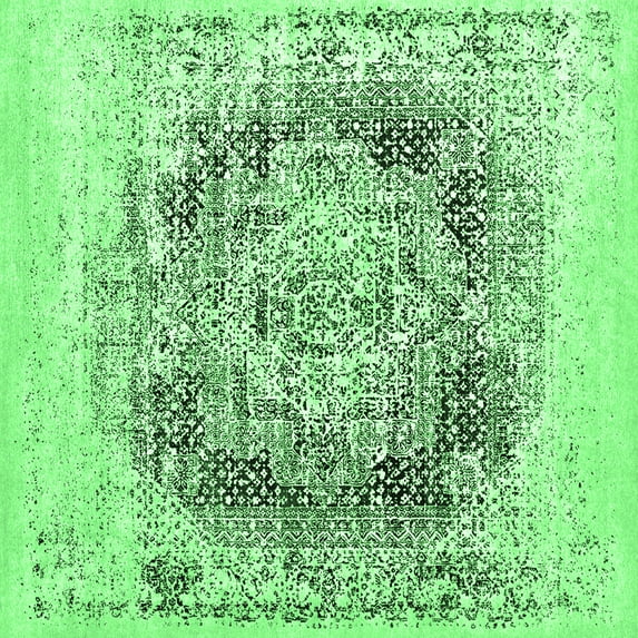 Ahgly Company Indoor Square Oriental Emerald Green Industrial Area Rugs, 4' Square