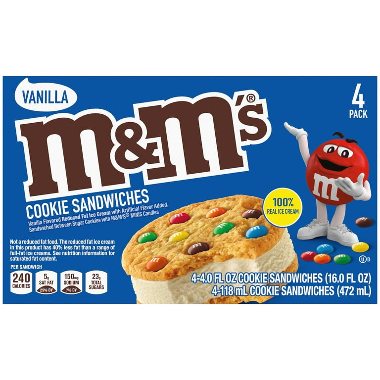 M M S Vanilla Cookie Ice Cream Sandwiches 4 Pack