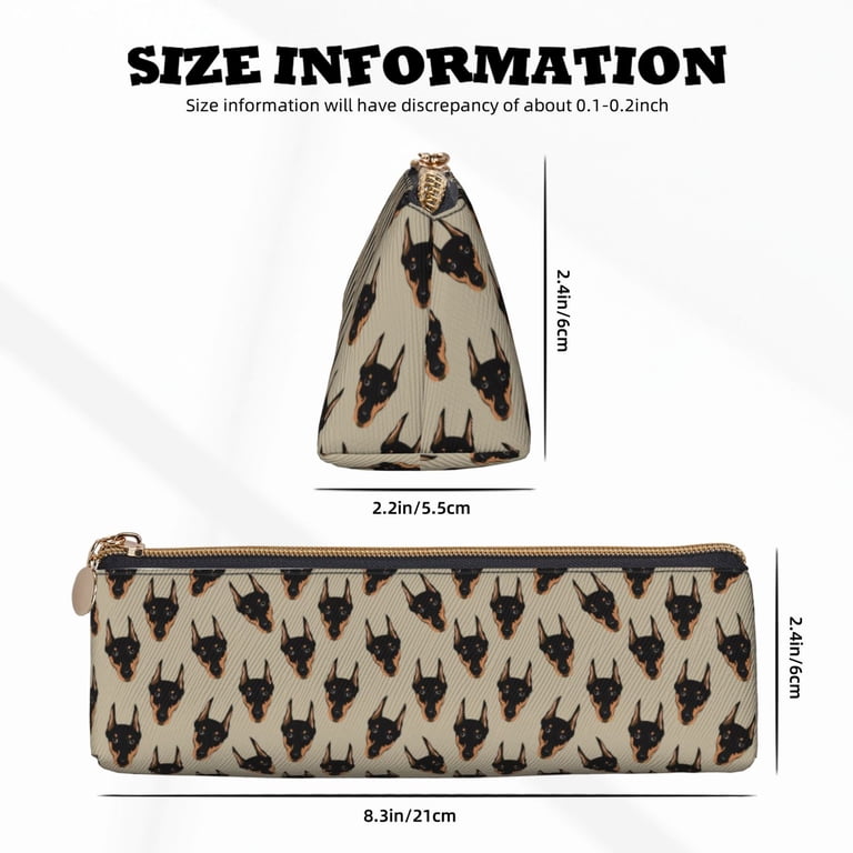 Naloa Cute Black Dog Print Leather Pencil Case - Portable Big