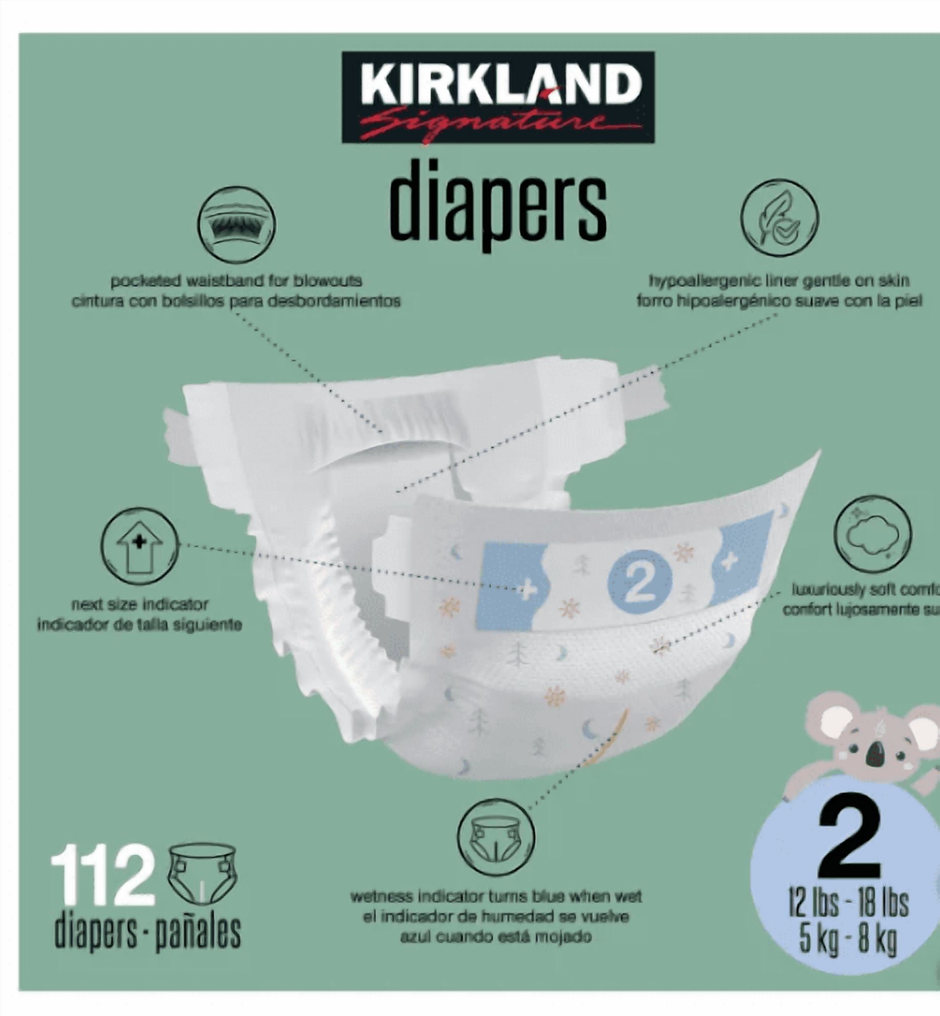 Kirkland Signature Diapers Size 2 (12 lbs+) 112 CT
