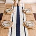 thumbnail image 5 of Sm:)e Dark Blue Farmhouse Woven Rustic Hollow Table Runner, Boho Table Runner, Dining Kitchen Home Decor, 12x108 Inch, 5 of 12