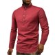 thumbnail image 1 of Camisas De Sport Para Hombre Camisa de color para hombre Camisa de lino con cuello de algodón Camisas de hombre sólidas informales y de manga larga (Red, 3XL), 1 of 6