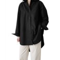 thumbnail image 4 of New stylish women‘s long sleeve lapel irregular solid color summer shirt with a unique design. tzw, 4 of 7