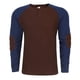 thumbnail image 1 of Blusas y camisas de manga larga con cuello redondo para hombre, blusa informal de patchwork con botones y cuello redondo, sudadera con capucha para hombre, 1 of 5