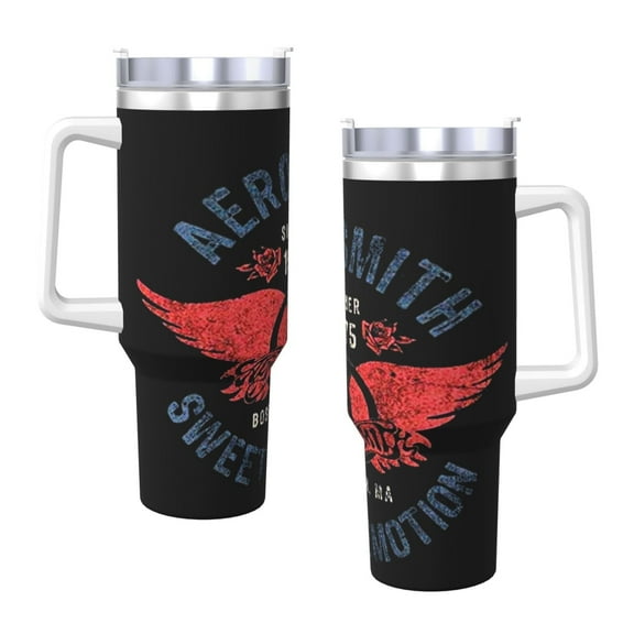 Aerosmith 'Sweet Emotion' 40 Oz Tumbler With Handle And Straw Double Wall Stainless Steel Sublimation Tumbler With Handle Leakproof,Bpa-Free,Keep Cold Hours