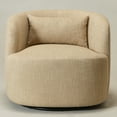 thumbnail image 2 of KINWELL Linen Blend Swivel Barrel Chair, No Assembly Upholstered 34" Wide Breathable Textured Weave Fabric Accent Chair for Living Room Office Lounge, Wheat, 2 of 14