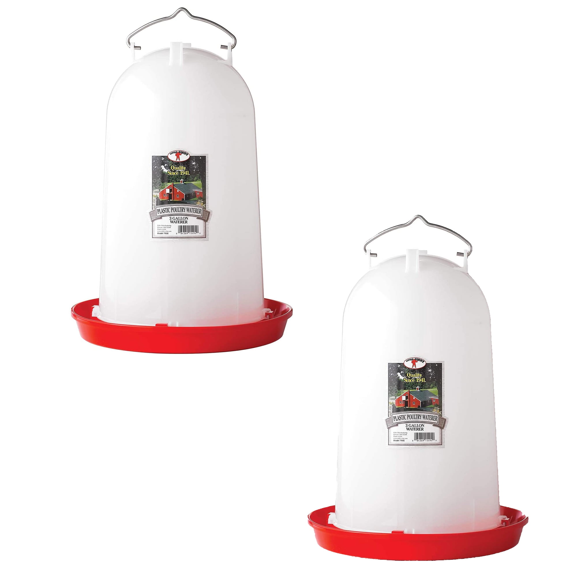 Little Giant 3Gallon HeavyDuty Plastic Gravity Fed Poultry Waterer (2