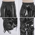 thumbnail image 5 of TiaoBug Kids Girls Metallic Joggers Pants Hip Hop Dance Sweatpants Elastic Waist Pull On Holographic Trousers Black 10, 5 of 6