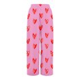 thumbnail image 7 of Women's Fashion Pocket Valentine's Day Print Stretch Adjustable Drawstring Wide Leg Pants, Elastic Waist Holiday Pants, Casual Lounge Wear for Women,Hot Pink,S, 7 of 7