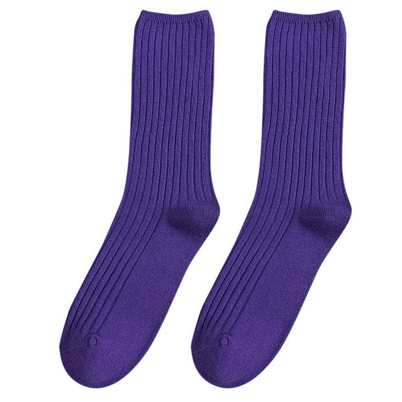 Yoodem Socks Women's Solid Autumn Socks Casual Cotton Socks Warm Socks Dark Purple One Size