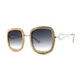 thumbnail image 2 of SA106 Womens Heavy Rhinestone Jewel Trim Metal Rim Butterfly Sunglasses Gold Smoke, 2 of 4