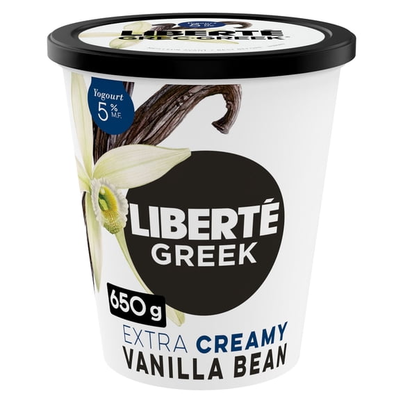 Liberté Greek 5% Extra Creamy Yogurt, Vanilla Bean, High Protein, 650 g